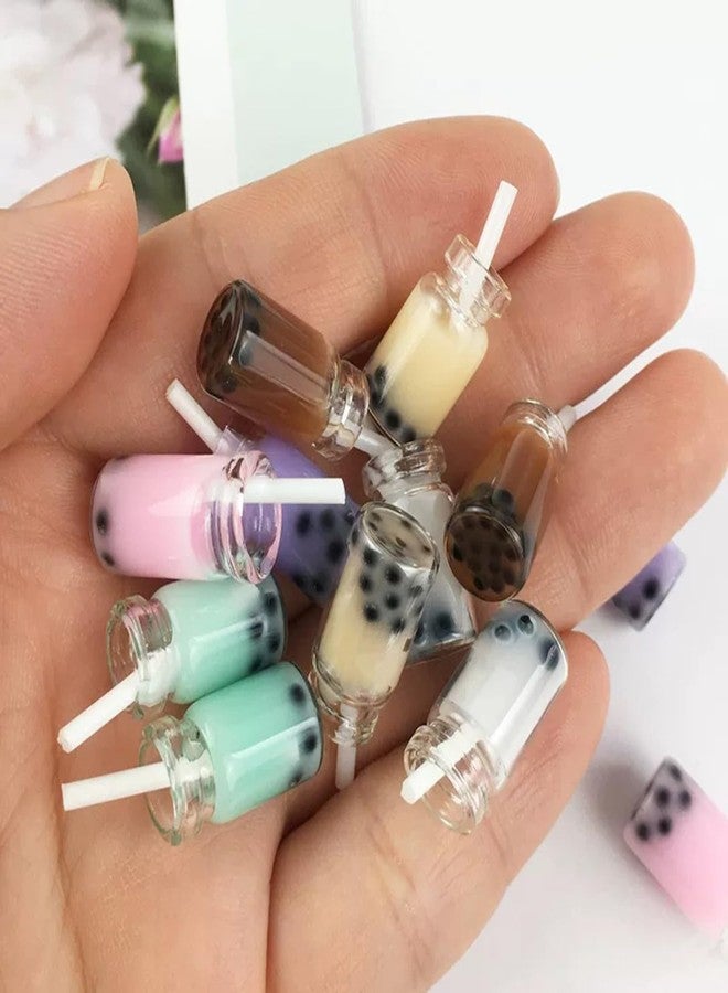 RillyRellow Miniature Bubble Tea Cups, Tiny Resin Bubble Tea Cup, Milk Tea Cup, Boba Tea Cup, Coffee Cup, 1/12, for Dollhouse, Miniature Kitchen Accessories, Dollhouse Miniature Crafts (10PCS) (Cream) - Image 1